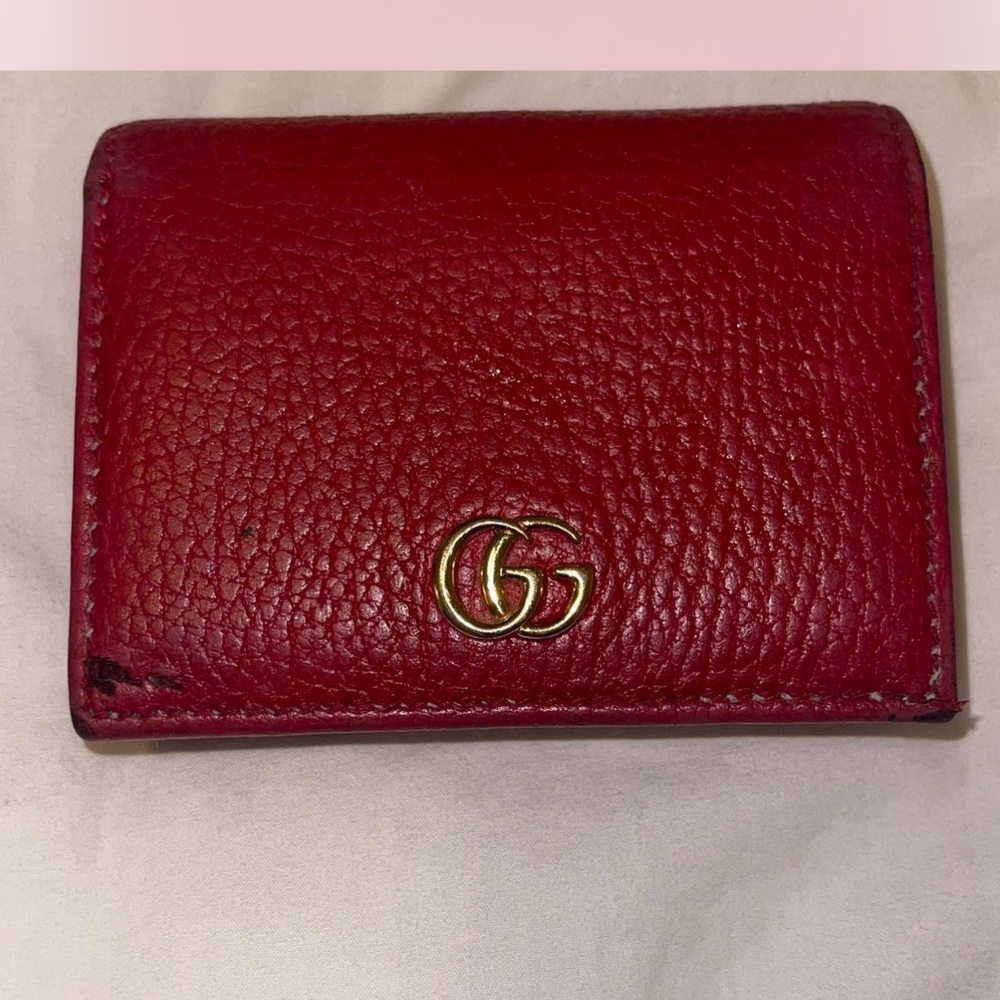 Gucci Red Leather Card Holder - used